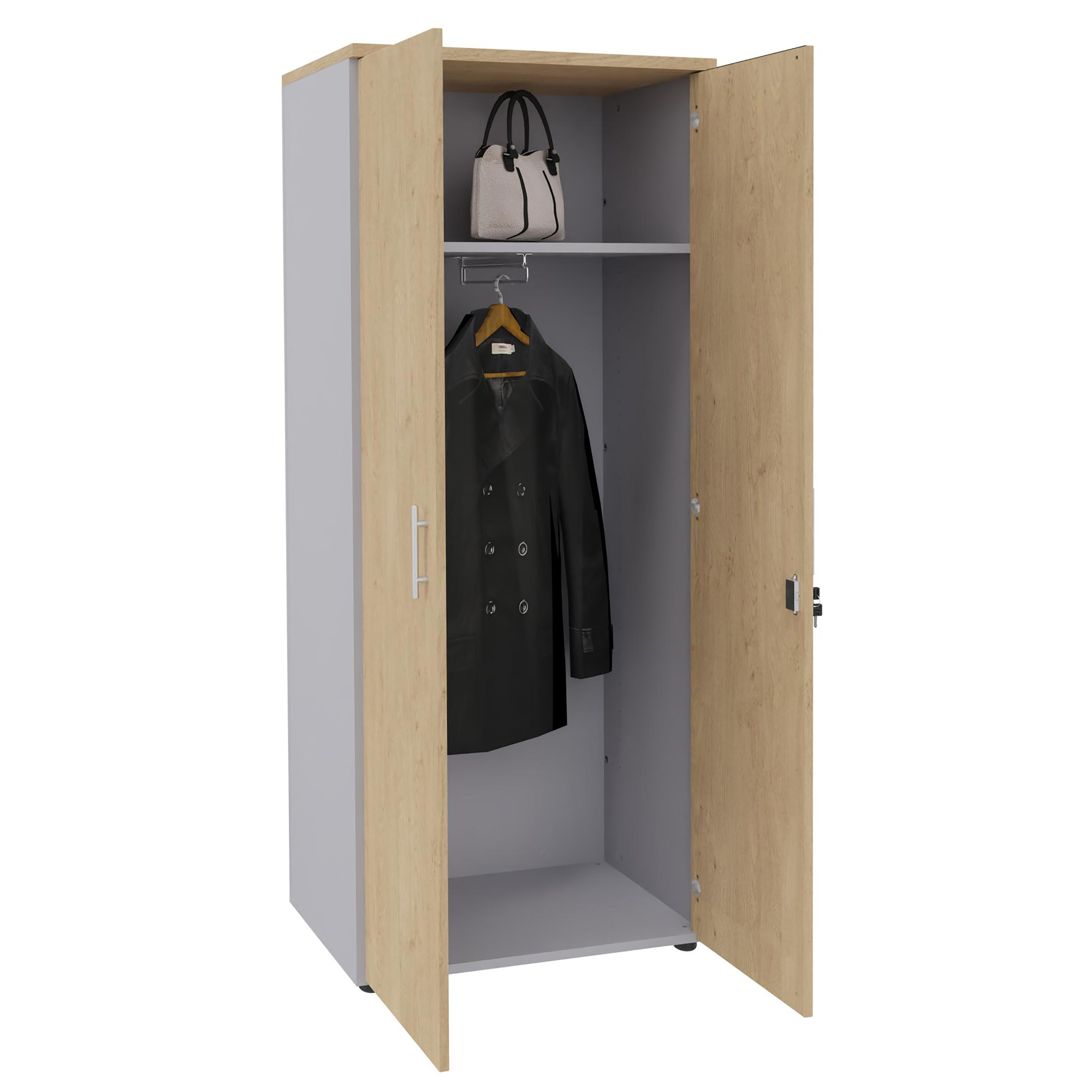 Vestiaire mélaminé Majesty - h. 183 x l. 80 cm - penderie - 1 tablette mélaminé avec tringle porte cintres