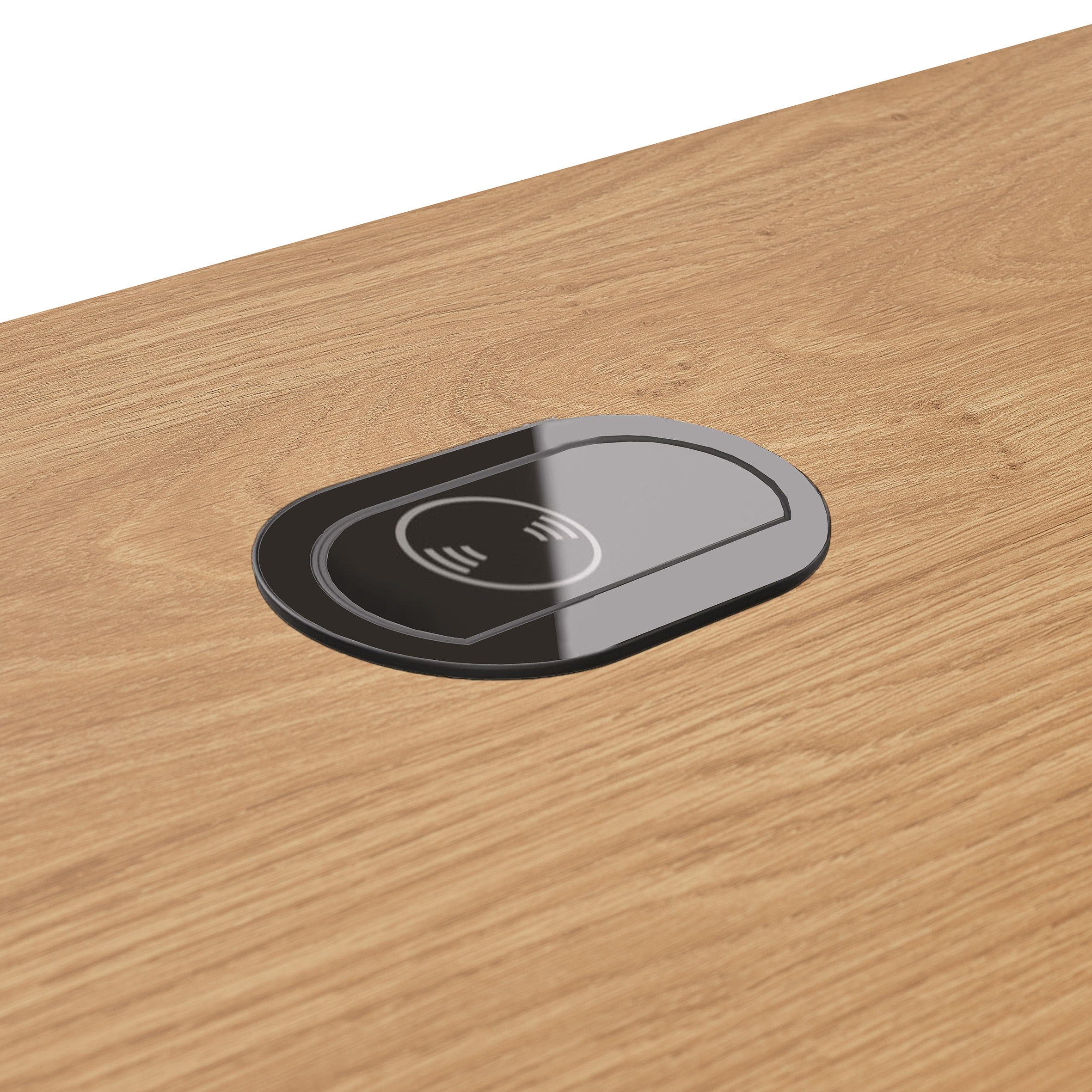 Bureau droit Kheops - l. 200 x pr. 100 cm - pieds panneaux - avec boitier prise et chargeur induction