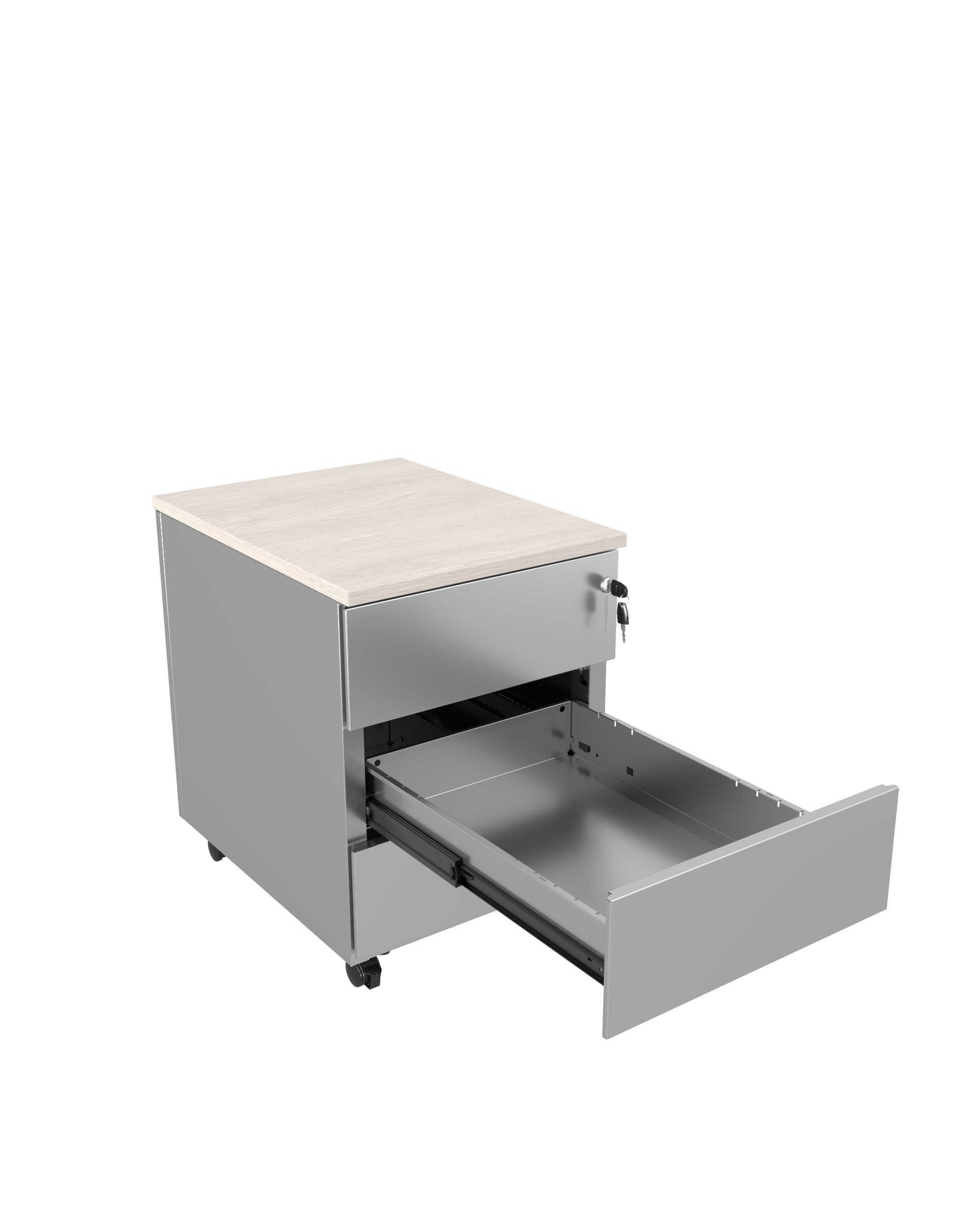 Caisson mobile métallique Corial - 3 tiroirs plats - avec coiffe