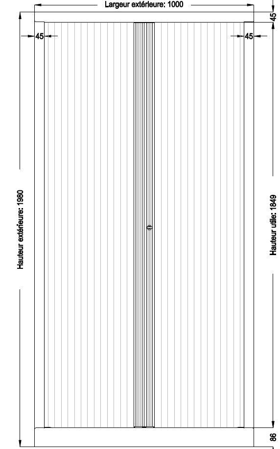 Armoire métallique Corial - h. 198 x l. 100 cm - 4 tablettes - façade décor bois - fermeture rideaux