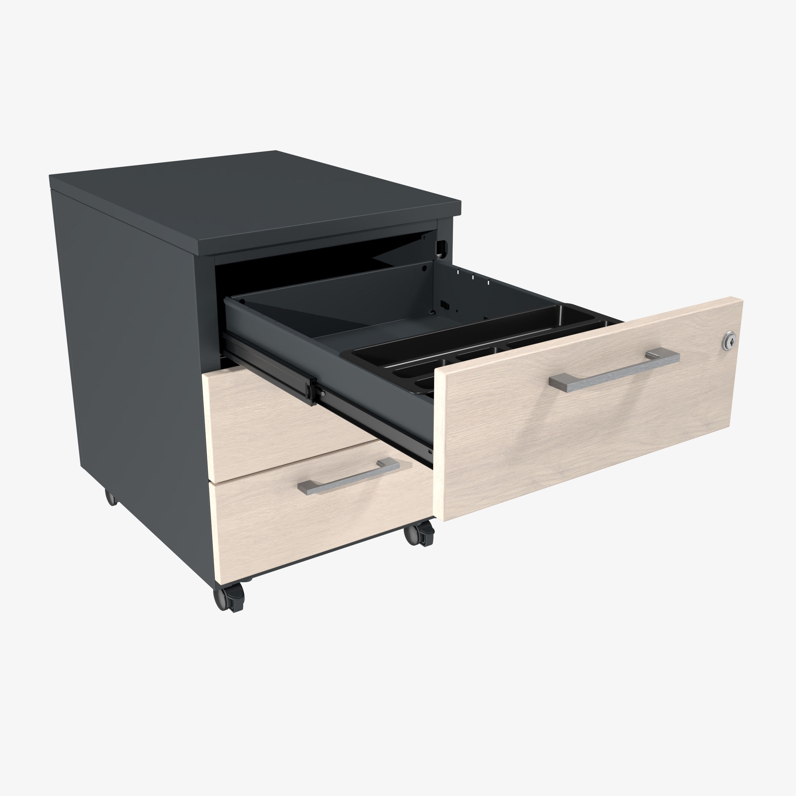 Caisson mobile métallique/mélaminé Corial - 3 tiroirs plats