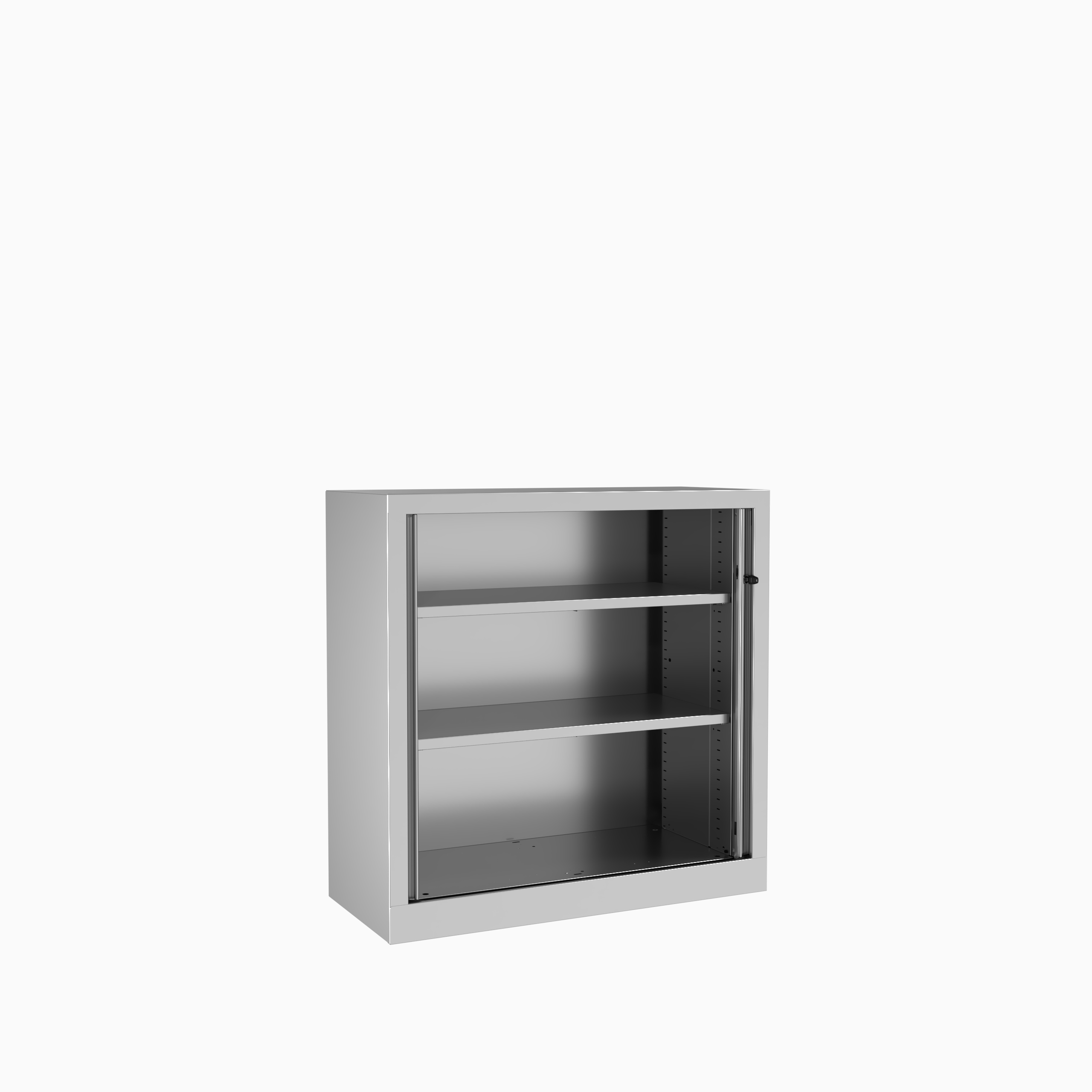 Armoire métallique Corial - h. 100 x l. 100 cm - 2 tablettes - façade décor bois - fermeture rideaux - délai court