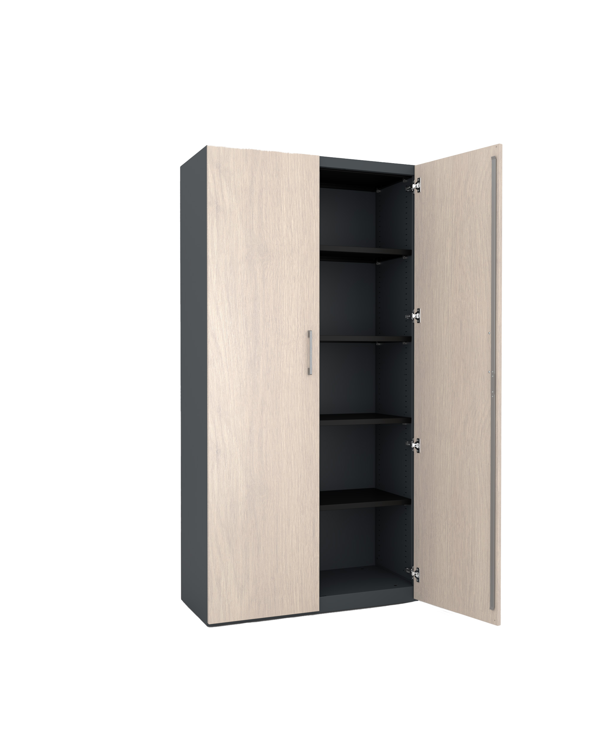 Armoire métallique/mélaminée Corial - h. 198,1 x l. 100 cm - 4 tablettes métal - portes battantes