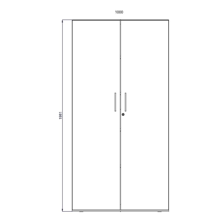 Armoire métallique/mélaminée Corial - h. 198,1 x l. 100 cm - 4 tablettes métal - portes battantes