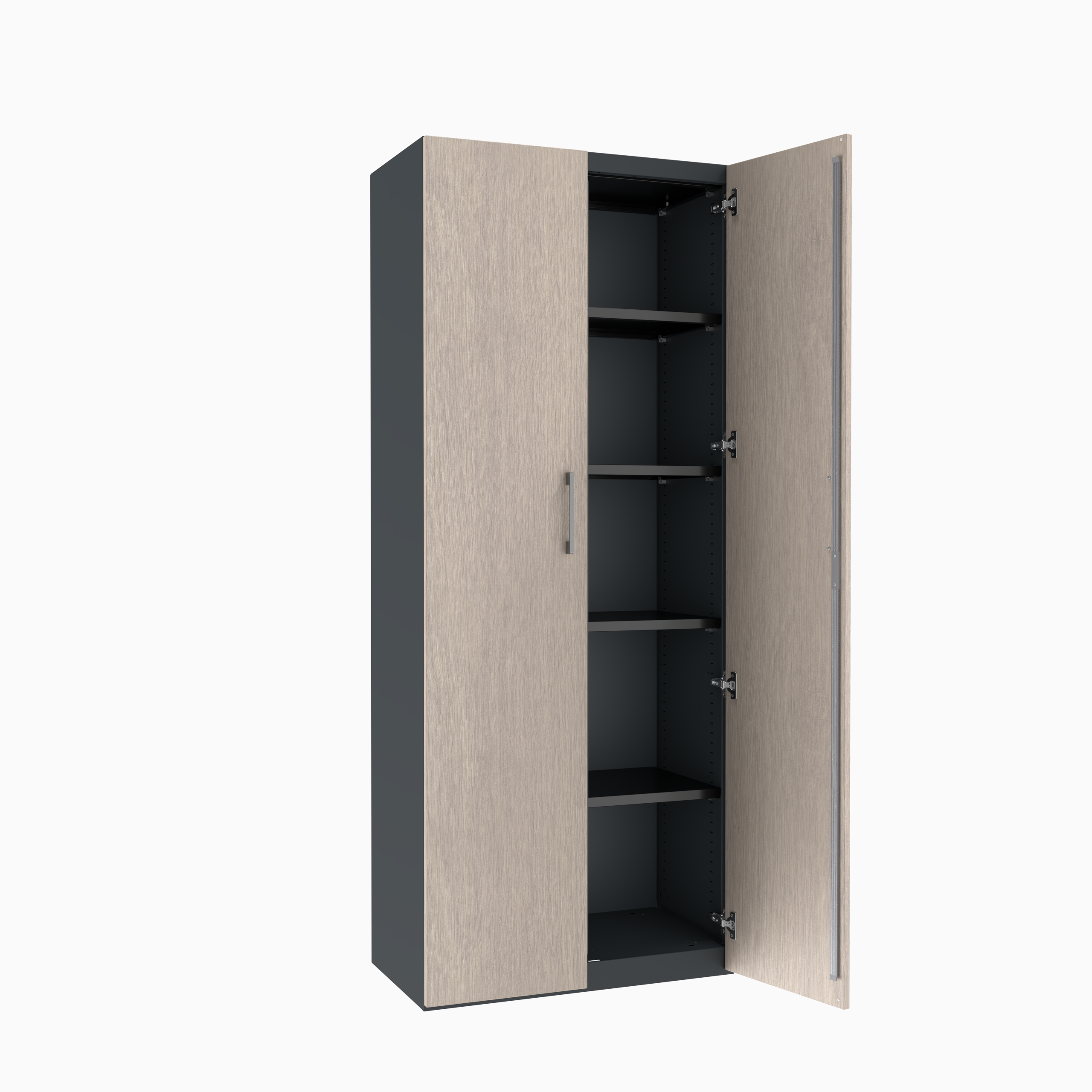 Armoire métallique/mélaminée Corial - h. 198,1 x l. 80 cm - 4 tablettes métal - portes battantes