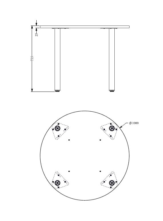 Table de réunion ronde 4 places Corial - Ø 100 cm - 4 pieds - délai court