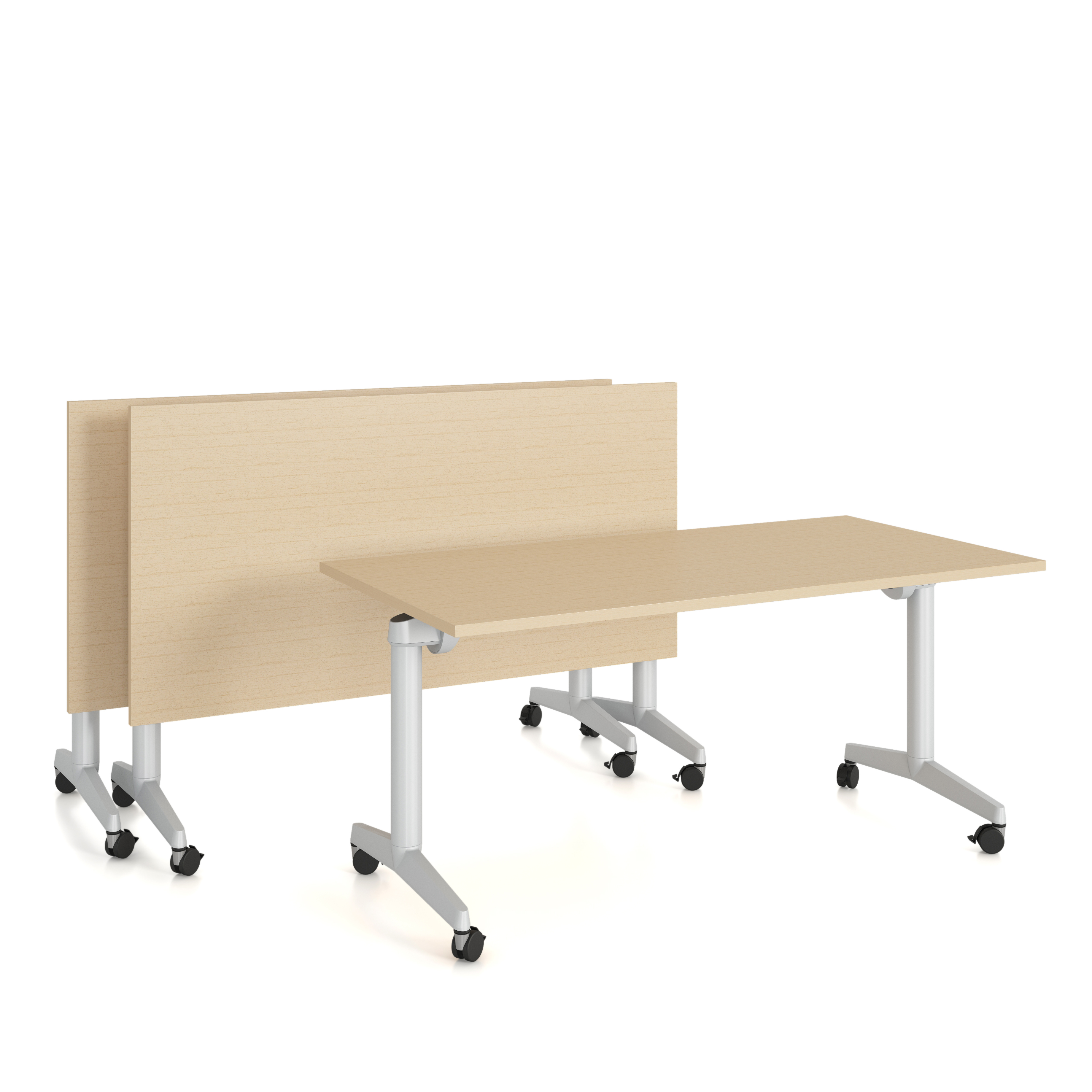 Table pliante Fliptop Twin - 120 x 80 cm - piétement mobile - plateau mélaminé rabattable