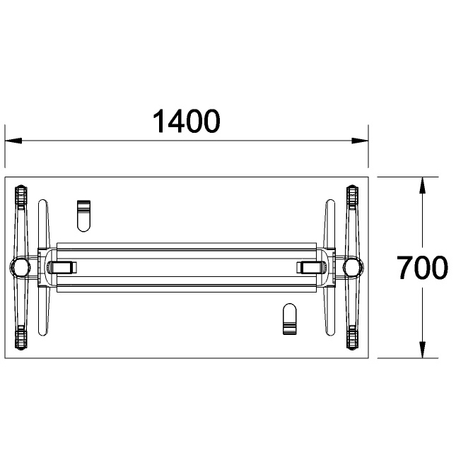 Table pliante Fliptop Twin - 140 x 70 cm - piétement mobile - plateau mélaminé rabattable