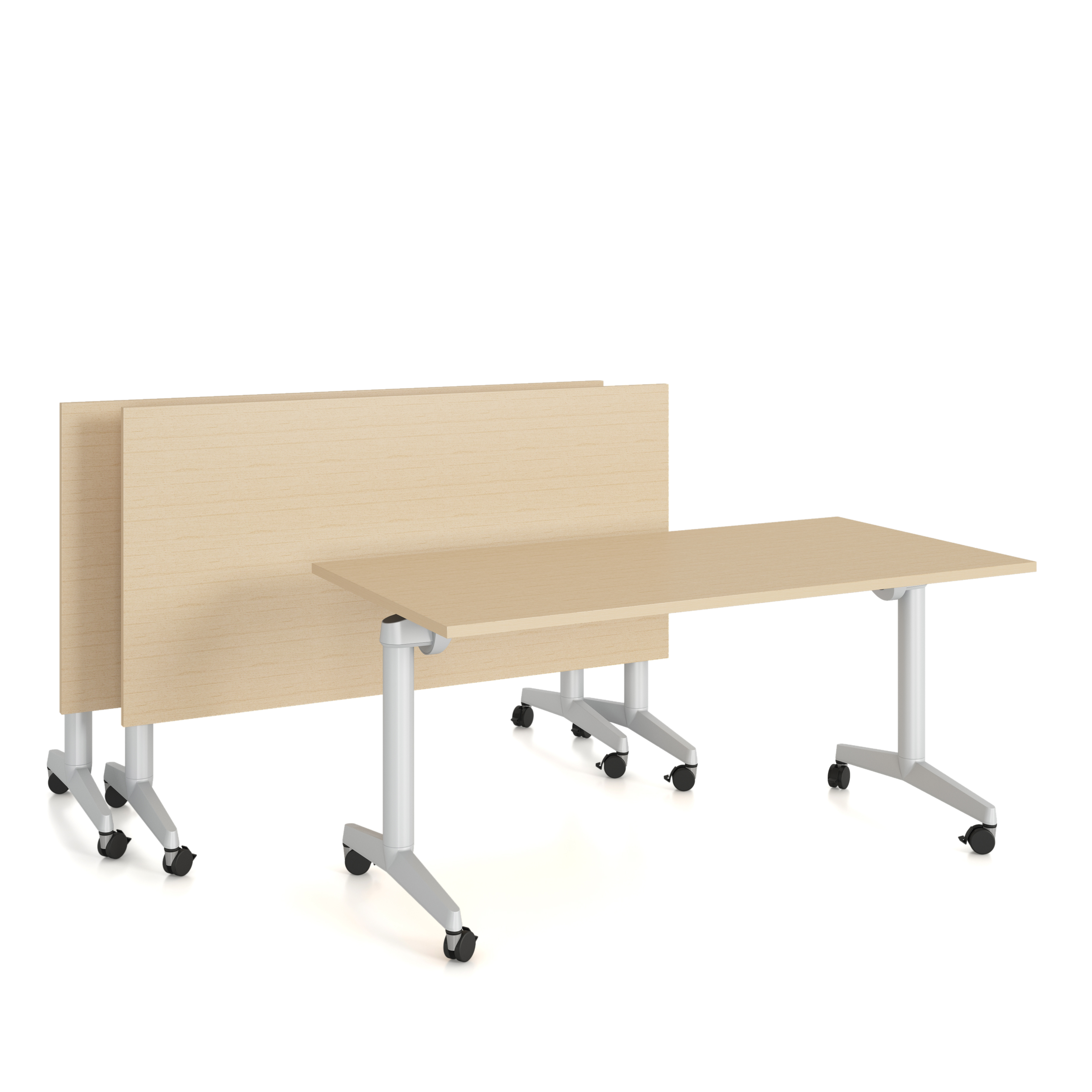 Table pliante Fliptop Twin - 160 x 90 cm - piétement mobile - plateau mélaminé rabattable