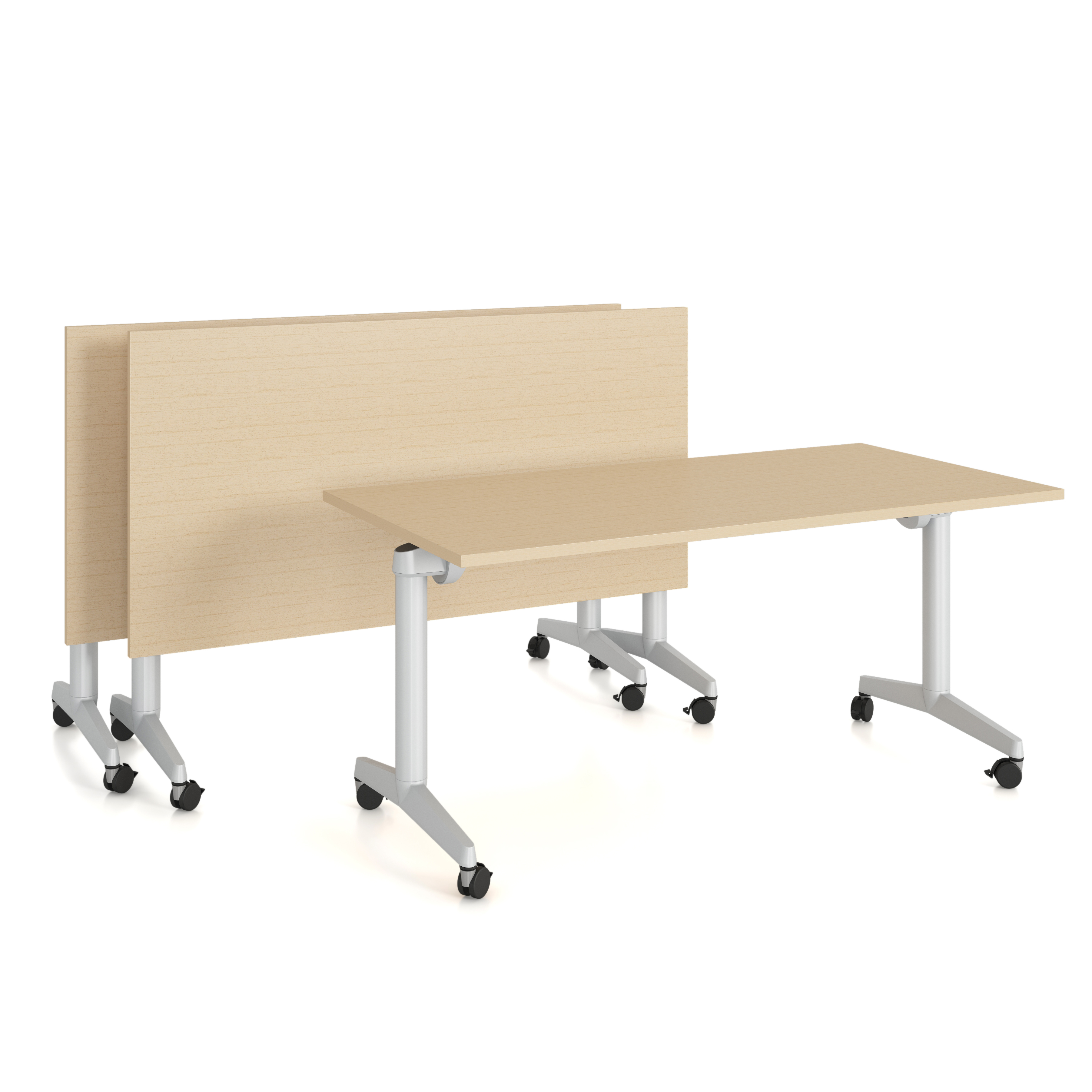 Table pliante Fliptop Twin - 180 x 90 cm - piétement mobile - plateau mélaminé rabattable