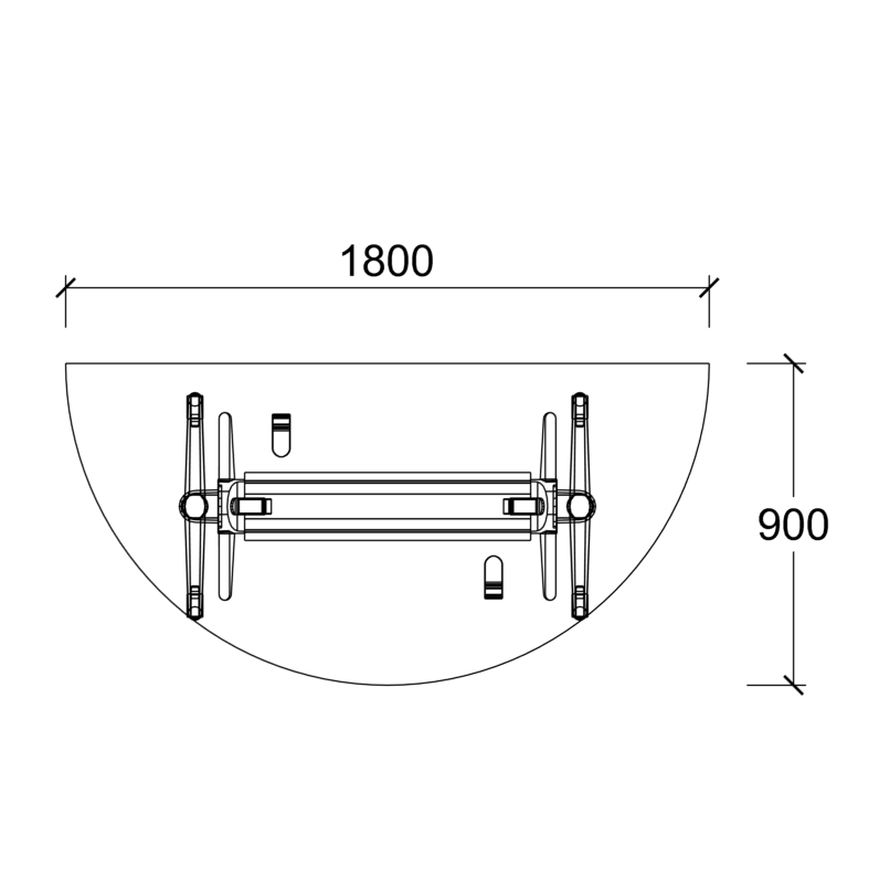 Table pliante demi-lune Fliptop Twin - 180 x 90 cm - piétement mobile - plateau mélaminé rabattable