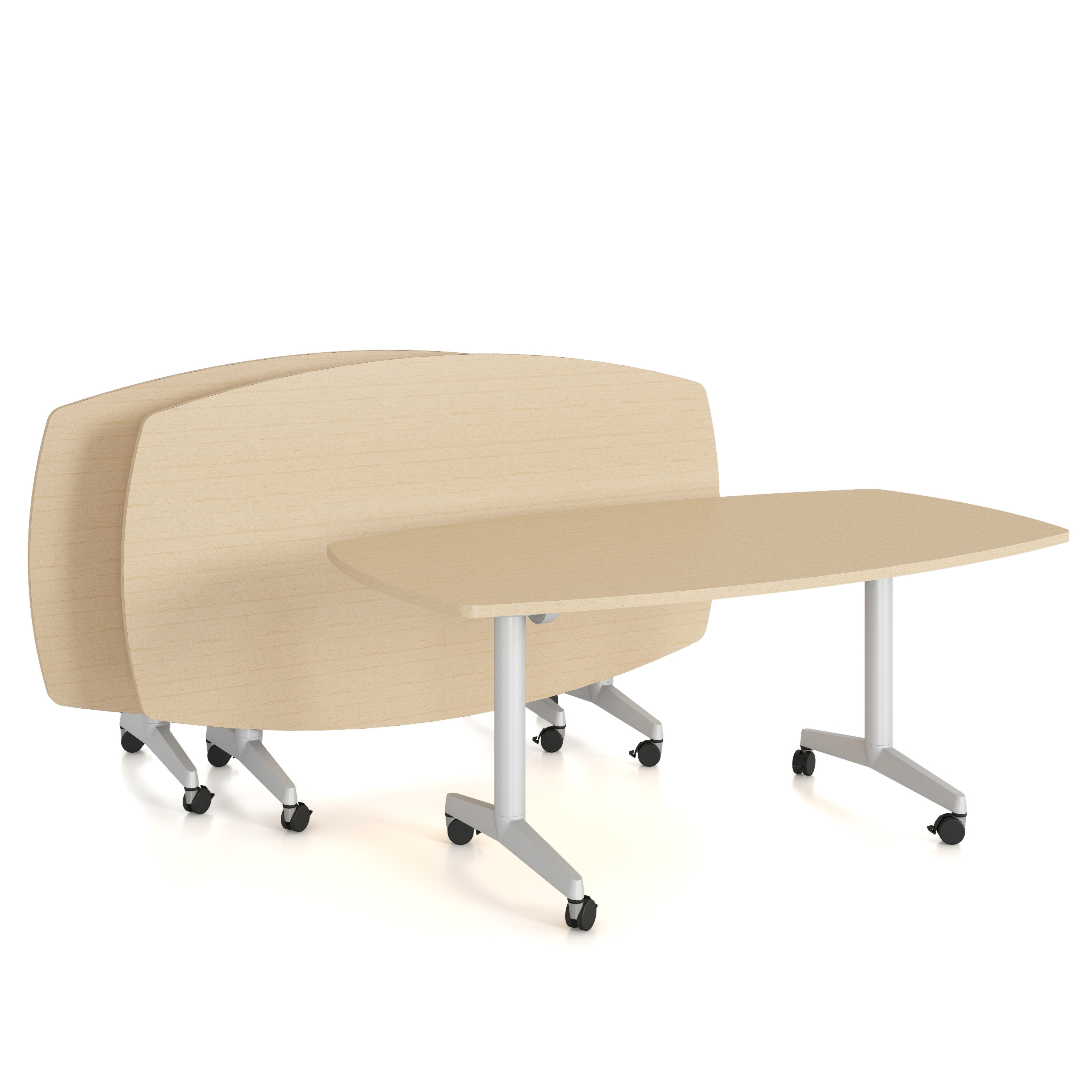 Table pliante tonneau Fliptop Twin - 180 x 100 cm - piétement mobile - plateau mélaminé rabattable