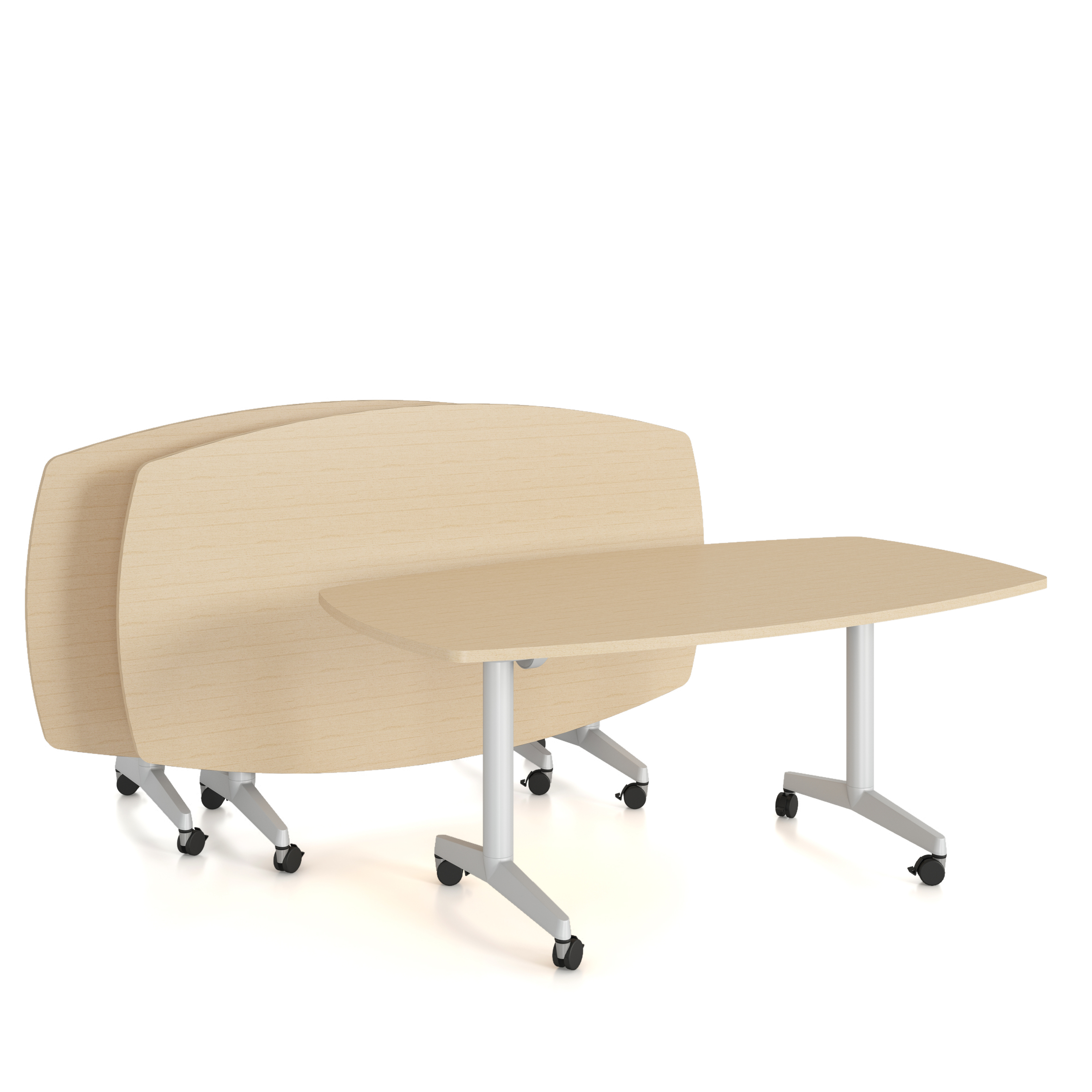 Table pliante tonneau Fliptop Twin - 200 x 100 cm - piétement mobile - plateau mélaminé rabattable