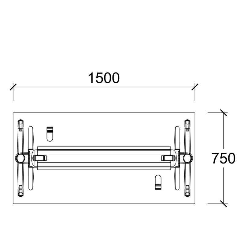 Table pliante Fliptop Twin - 150 x 75 cm - piétement mobile - plateau ébénisterie rabattable