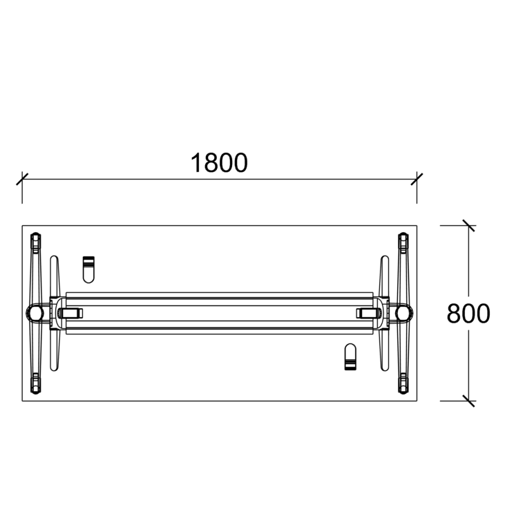 Table pliante Fliptop Twin - 180 x 80 cm - piétement mobile - plateau ébénisterie rabattable