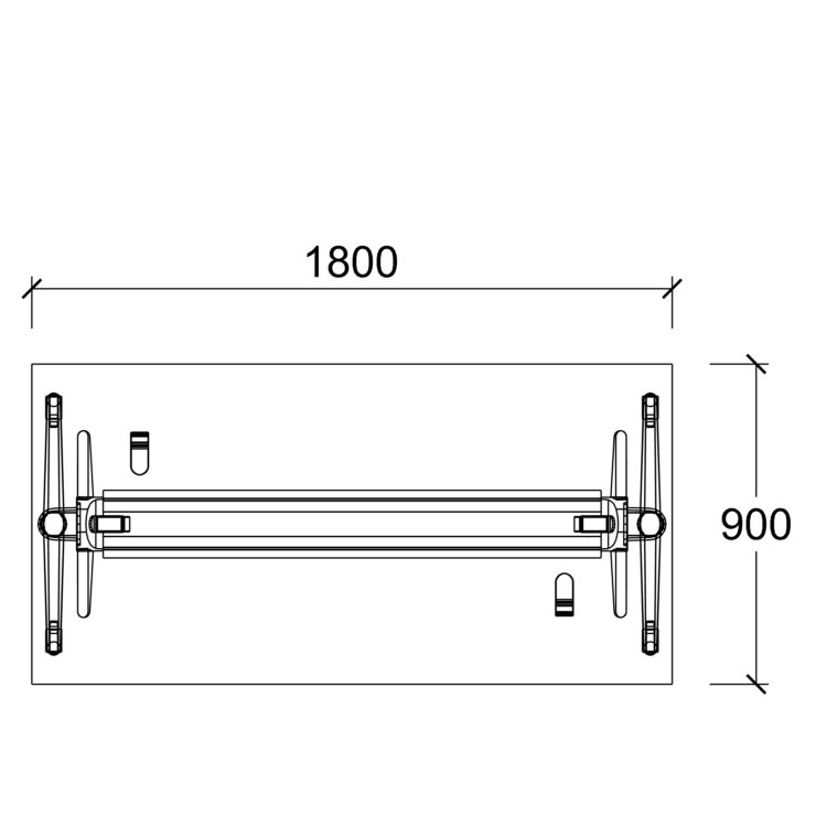Table pliante Fliptop Twin - 180 x 90 cm - piétement mobile - plateau ébénisterie rabattable