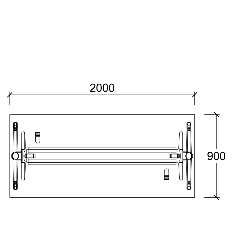 Table pliante Fliptop Twin - 200 x 90 cm - piétement mobile - plateau ébénisterie rabattable