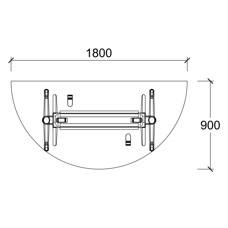 Table pliante demi-lune Fliptop Twin - 180 x 90 cm - piétement mobile - plateau ébénisterie rabattable
