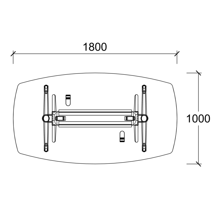 Table pliante tonneau Fliptop Twin - 180 x 100 cm - piétement mobile - plateau ébénisterie rabattable