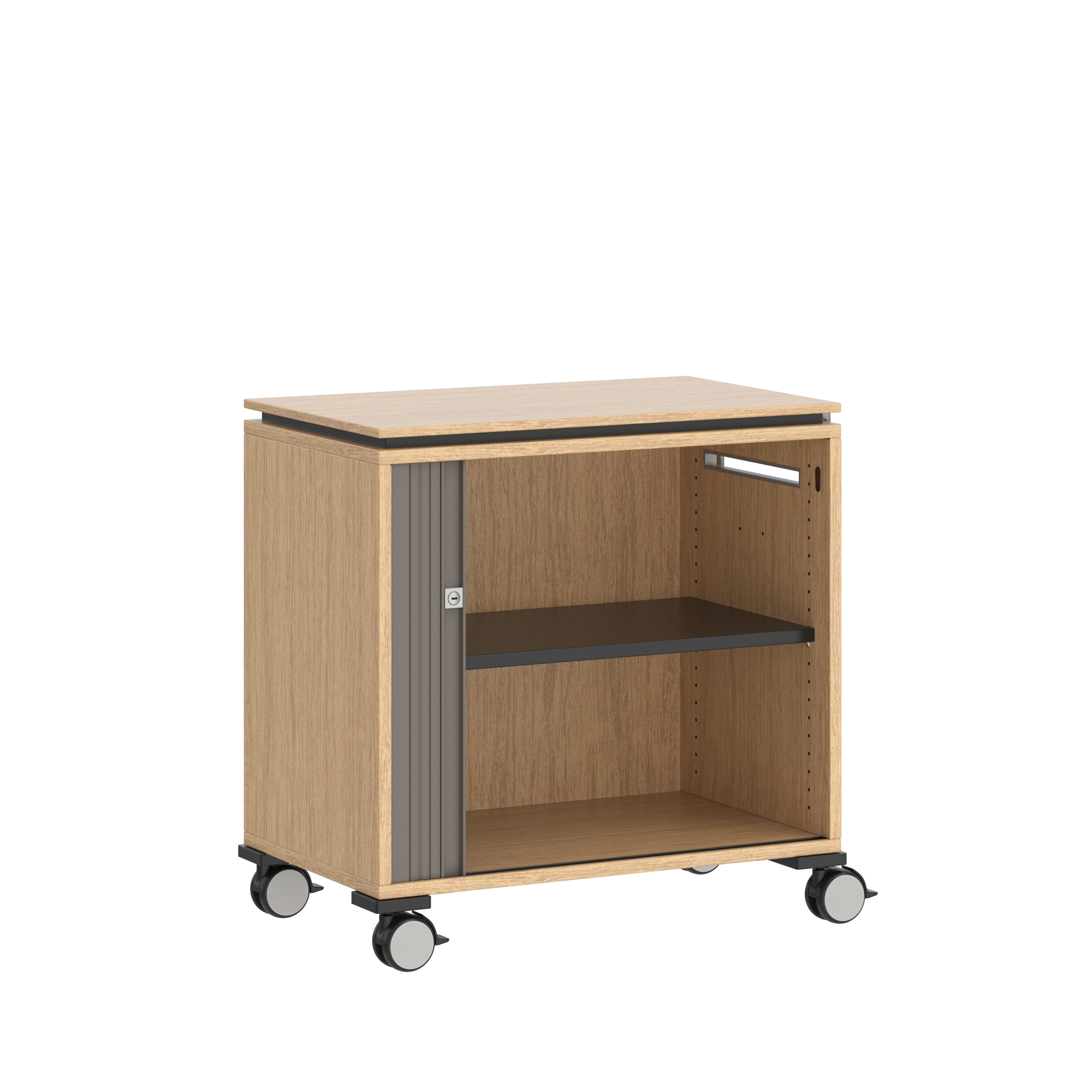 Desserte de rangement mobile Fliptop Twin - mélaminé - 72 x 71 cm - rideau nickel NI