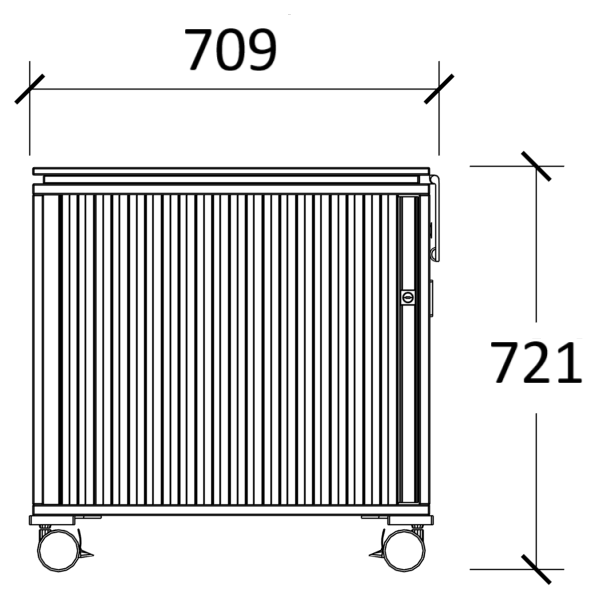 Desserte de rangement mobile Fliptop Twin - mélaminé - 72 x 71 cm - rideau nickel NI