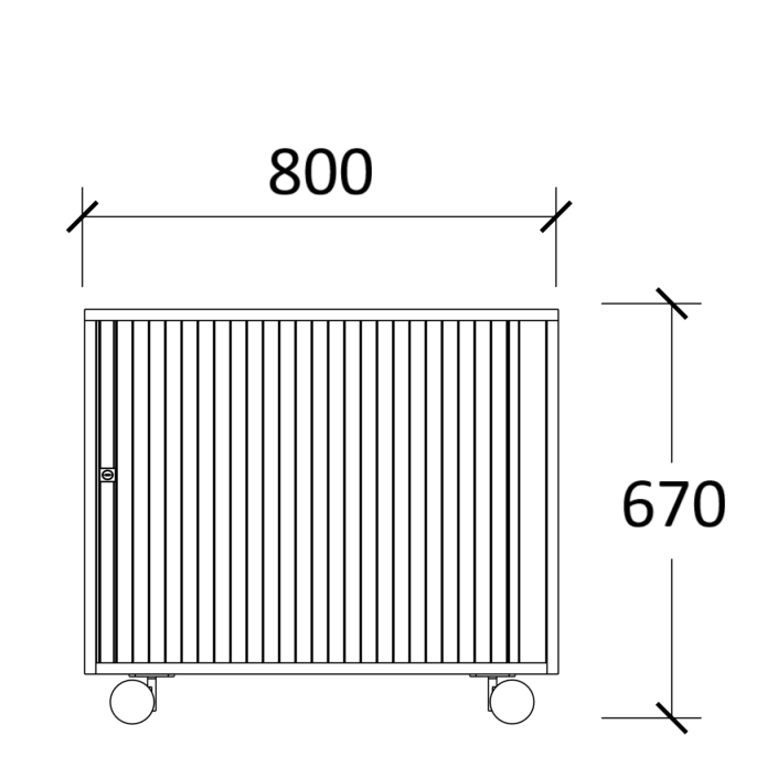 Desserte technique mobile Fliptop Twin - mélaminé - 67 x 80 cm - rideau gris alu