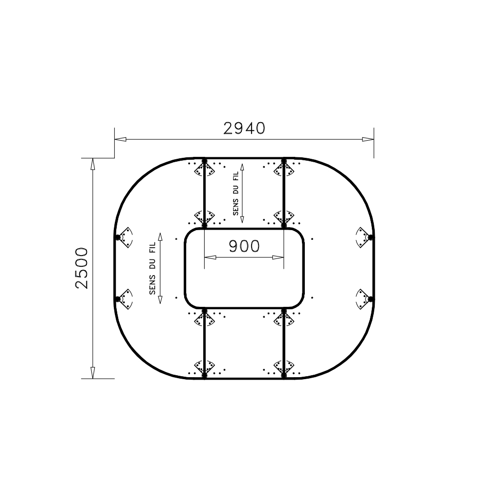 Table de réunion anneau 12 places Alliance - 294 x 250 cm - piétement époxy - plateau mélaminé