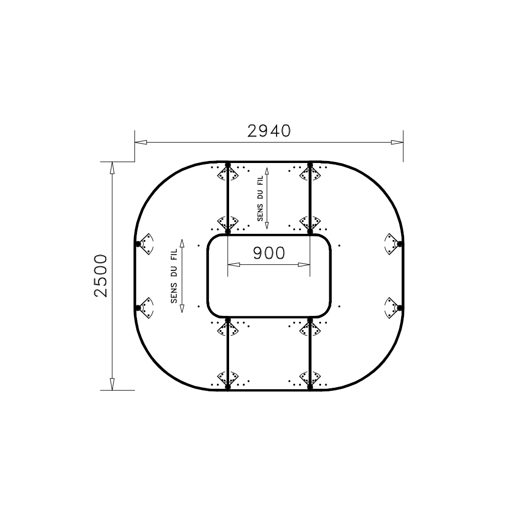 Table de réunion anneau 12 places Alliance - 294 x 250 cm - piétement chrome - plateau mélaminé