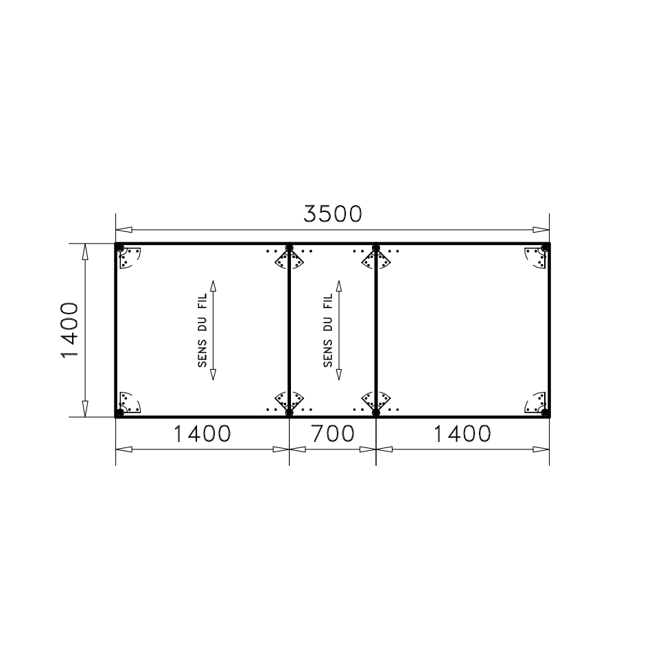 Table de réunion rectangulaire 14 places Alliance - 350 x 140 cm - piétement époxy - plateau mélaminé