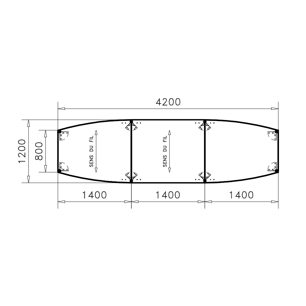 Table de réunion tonneau 14 places Alliance - 420 x 120 cm - piétement chrome - plateau mélaminé