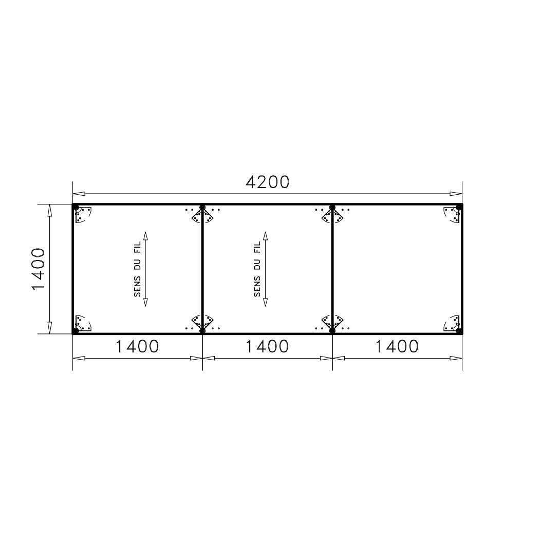 Table de réunion rectangulaire 16 places Alliance - 420 x 140 cm - piétement époxy - plateau mélaminé
