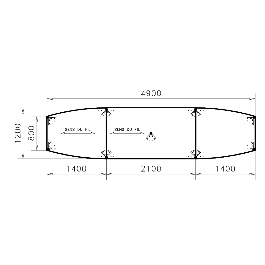 Table de réunion tonneau 16 places Alliance - 490 x 120 cm - piétement époxy - plateau mélaminé
