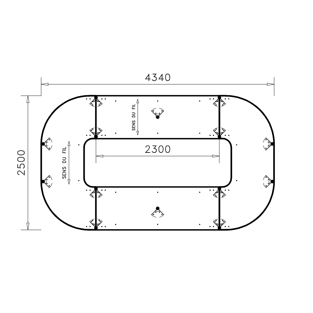 Table de réunion anneau 16 places Alliance - 434 x 250 cm - piétement époxy - plateau mélaminé