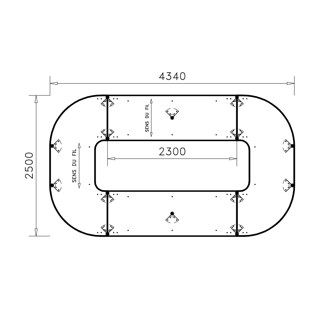 Table de réunion anneau 16 places Alliance - 434 x 250 cm - piétement chrome - plateau mélaminé