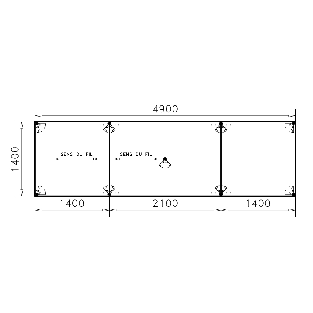 Table de réunion rectangulaire 18 places Alliance - 490 x 140 cm - piétement époxy - plateau mélaminé
