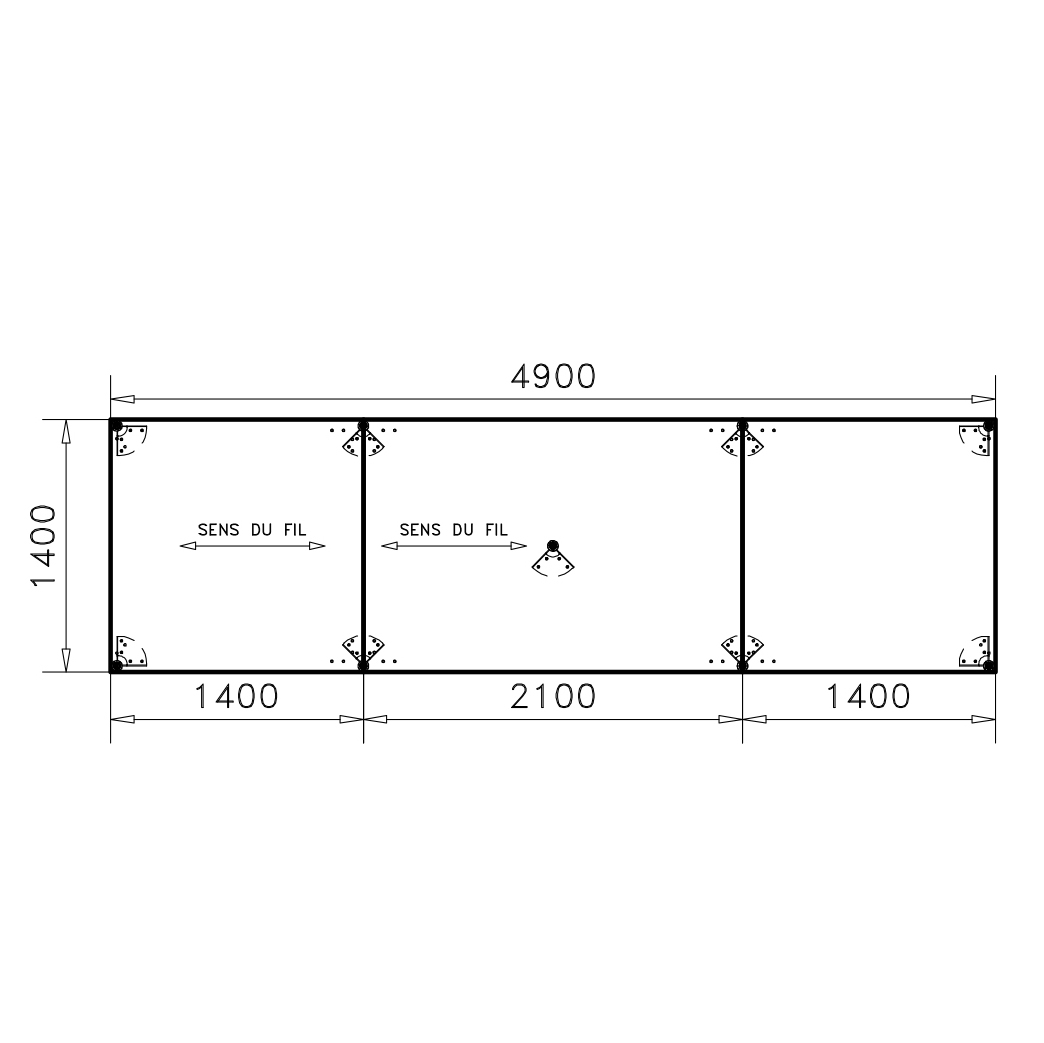 Table de réunion rectangulaire 18 places Alliance - 490 x 140 cm - piétement chrome - plateau mélaminé