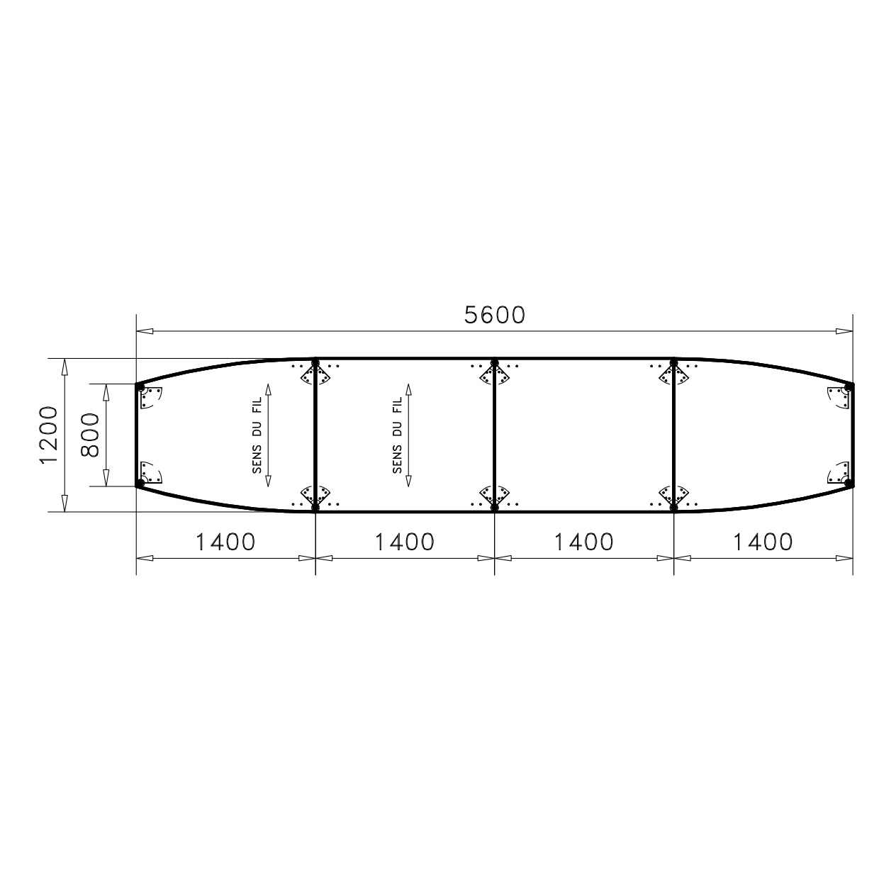 Table de réunion tonneau 18 places Alliance - 560 x 120 cm - piétement chrome - plateau mélaminé