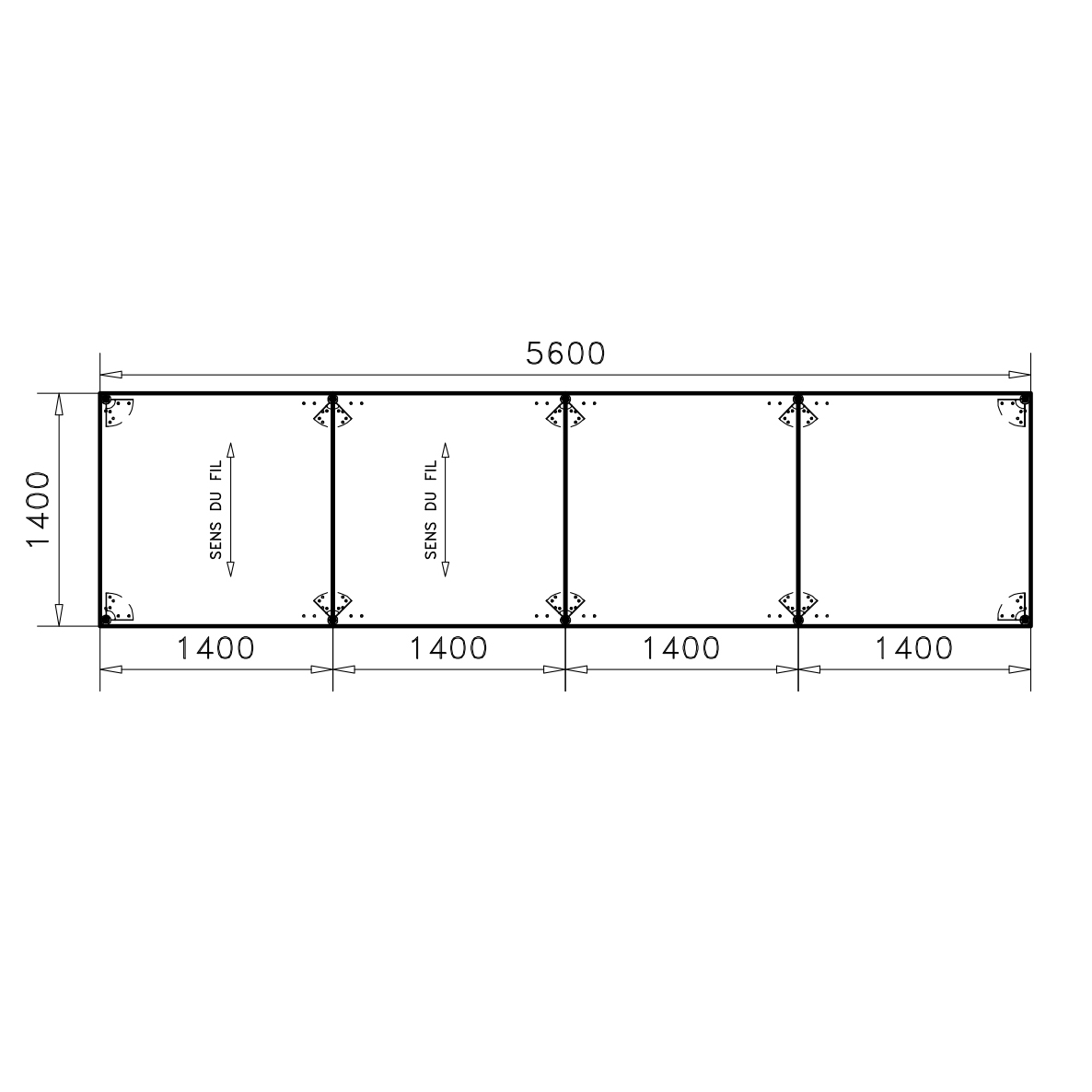 Table de réunion rectangulaire 20 places Alliance - 560 x 140 cm - piétement époxy - plateau mélaminé