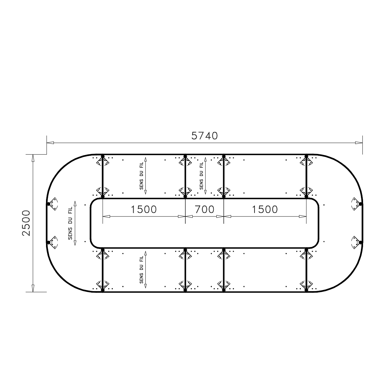 Table de réunion anneau 20 places Alliance - 574 x 250 cm - piétement chrome - plateau mélaminé