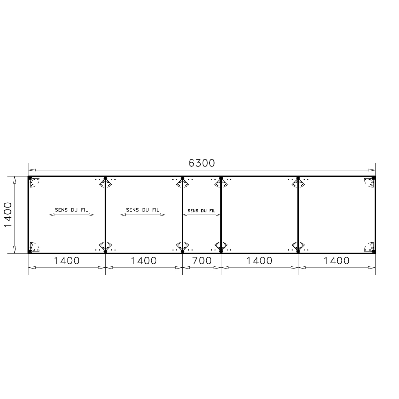 Table de réunion rectangulaire 22 places Alliance - 630 x 140 cm - piétement époxy - plateau mélaminé