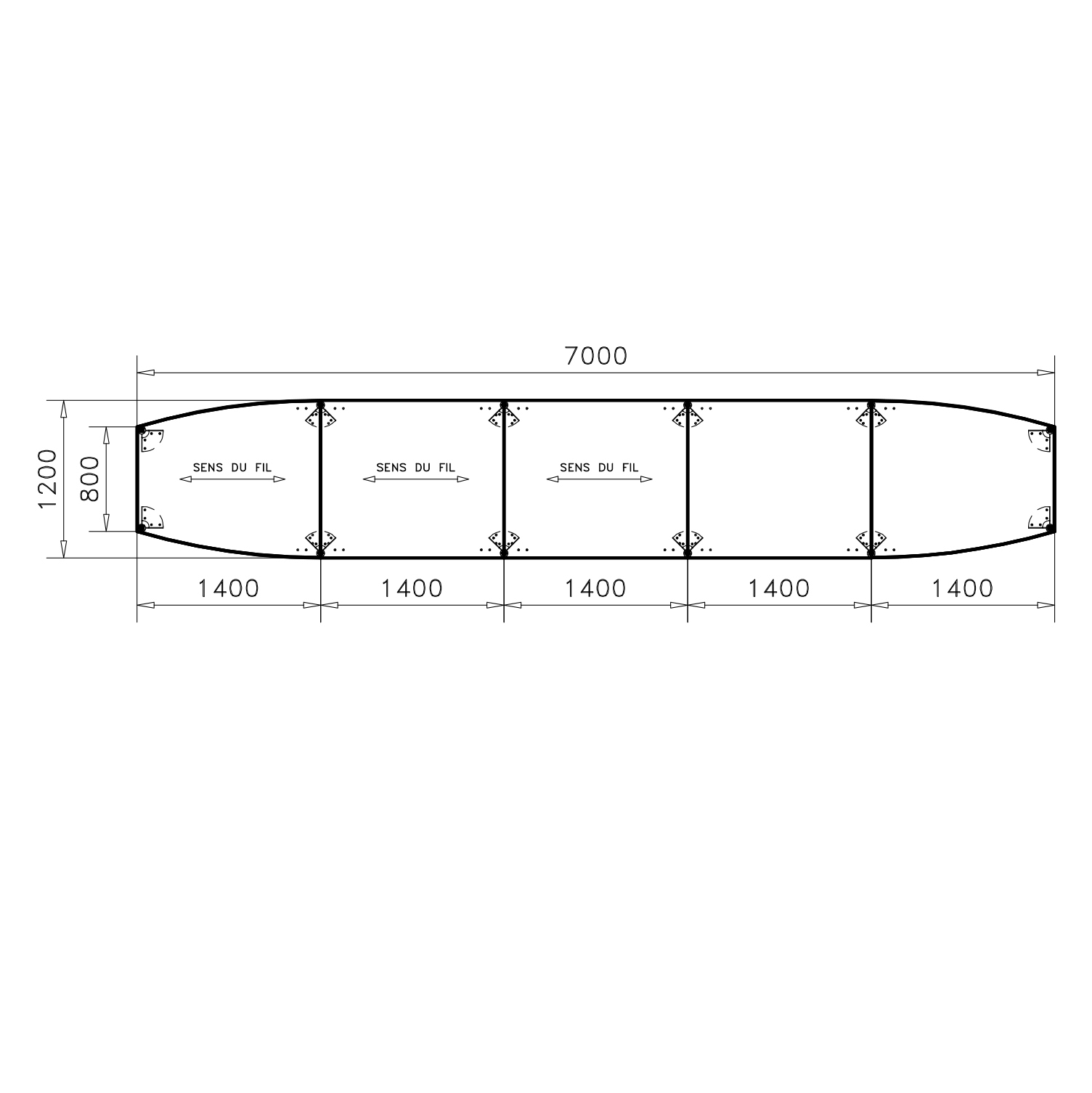 Table de réunion tonneau 22 places Alliance - 700 x 120 cm - piétement époxy - plateau mélaminé