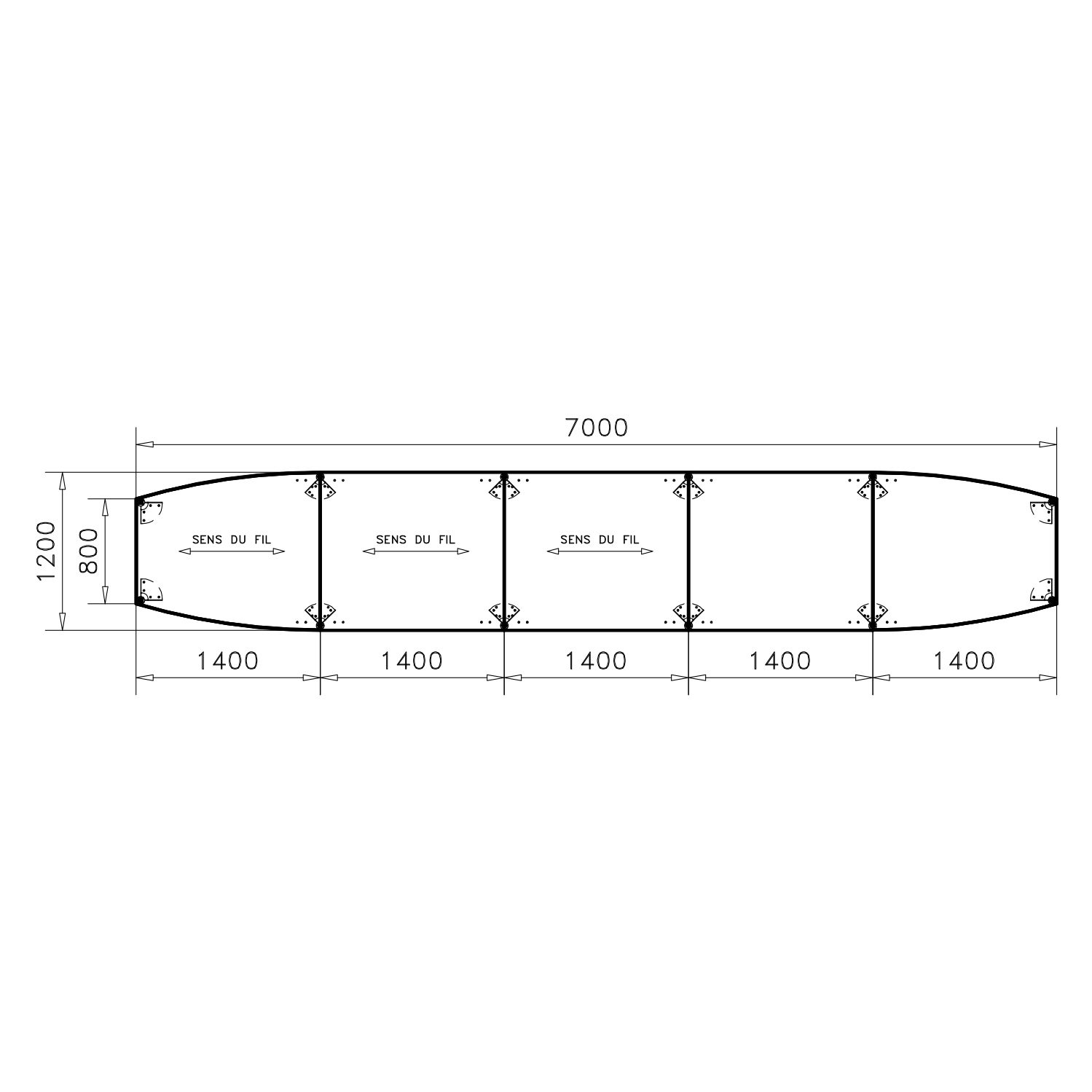 Table de réunion tonneau 22 places Alliance - 700 x 120 cm - piétement chrome - plateau mélaminé