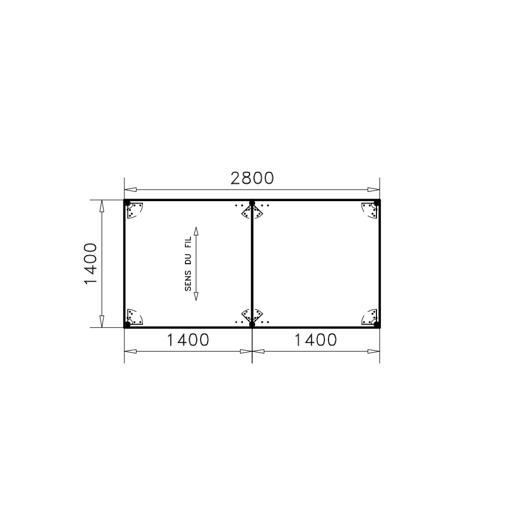Table de réunion rectangulaire 12 places Alliance - 280 x 140 cm - piétement époxy - plateau ébénisterie