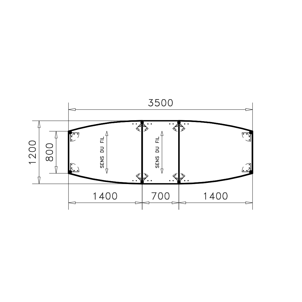Table de réunion tonneau 12 places Alliance - 350 x 120 cm - piétement époxy - plateau ébénisterie
