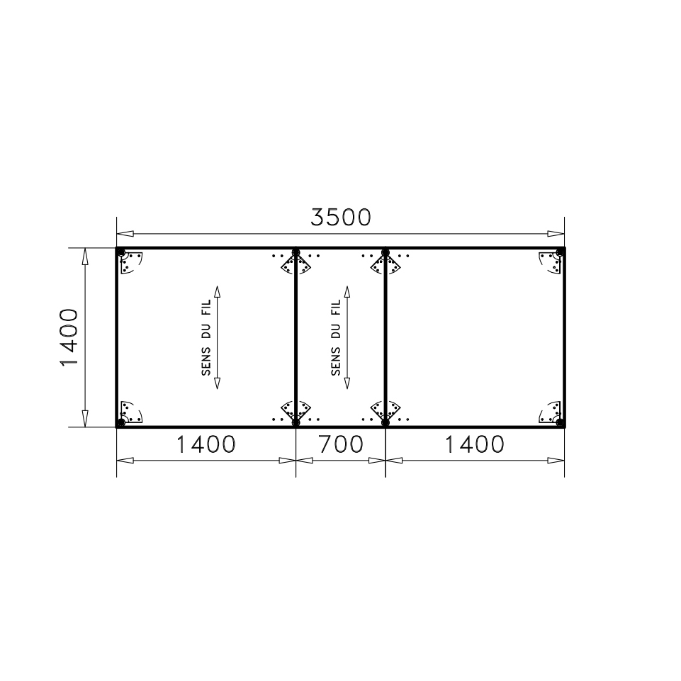 Table de réunion rectangulaire 14 places Alliance - 350 x 140 cm - piétement époxy - plateau ébénisterie
