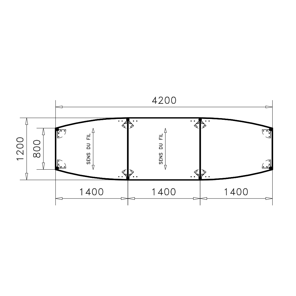 Table de réunion tonneau 14 places Alliance - 420 x 120 cm - piétement époxy - plateau ébénisterie