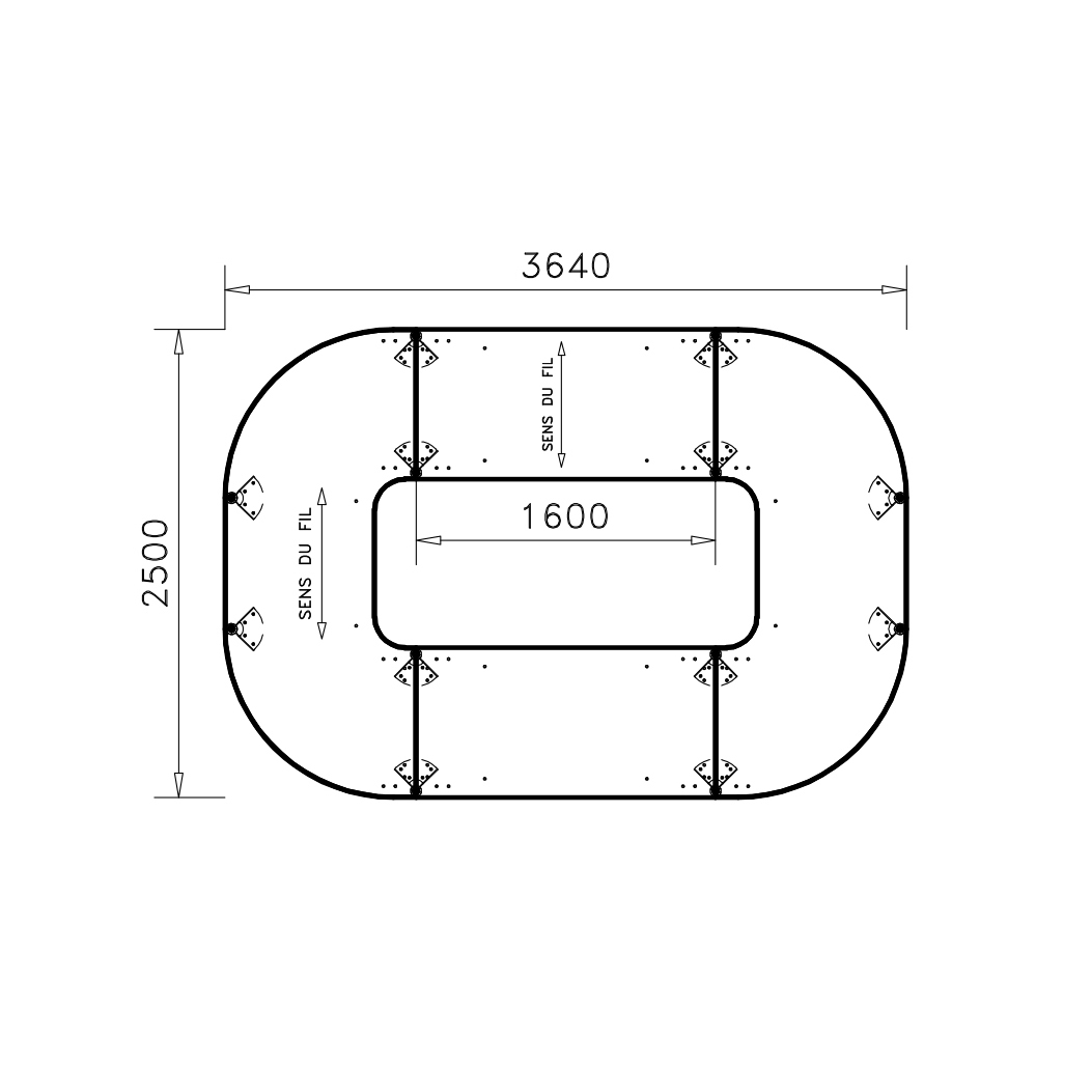 Table de réunion anneau 14 places Alliance - 364 x 250 cm - piétement chrome - plateau ébénisterie