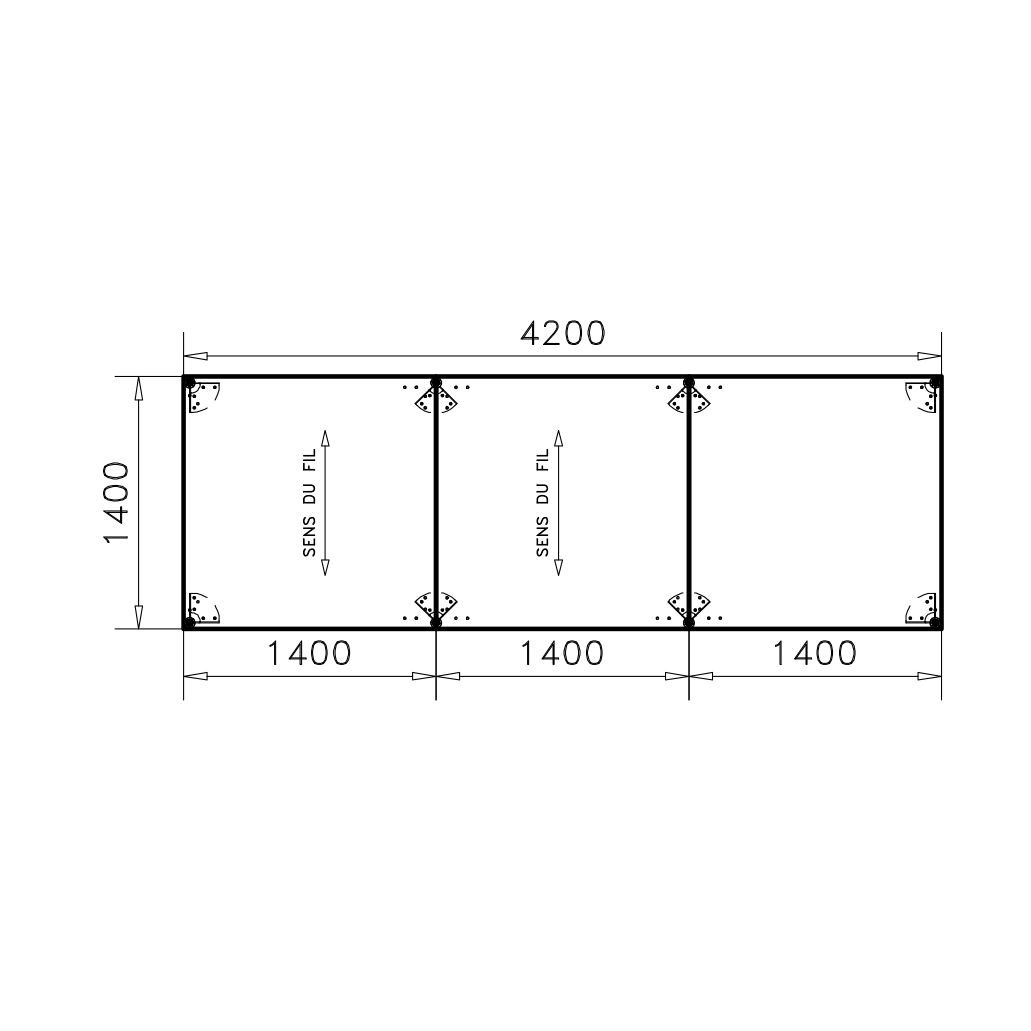 Table de réunion rectangulaire 16 places Alliance - 420 x 140 cm - piétement époxy - plateau ébénisterie