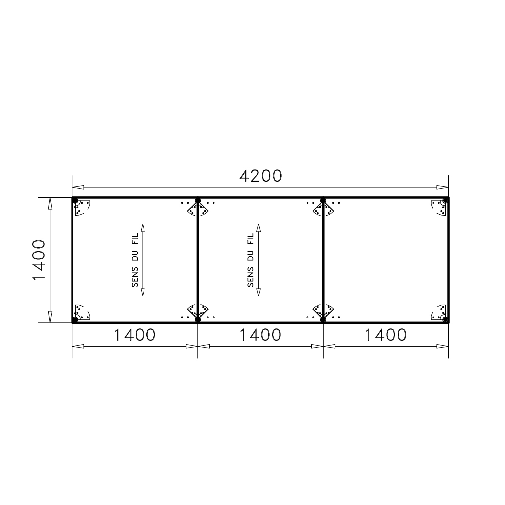 Table de réunion rectangulaire 16 places Alliance - 420 x 140 cm - piétement chrome - plateau ébénisterie