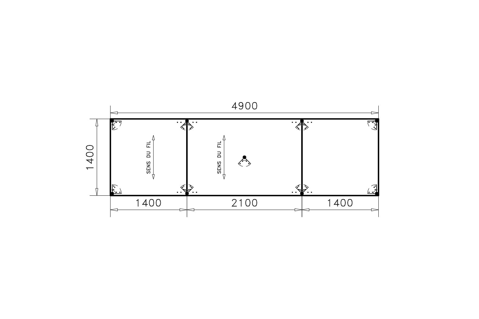 Table de réunion rectangulaire 18 places Alliance - 490 x 140 cm - piétement époxy - plateau ébénisterie